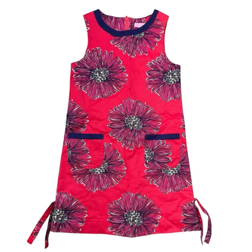 Lilly Pulitzer Floral Shift Dress Girls 8 Blue Pink Island Coral Boom Boom Beach